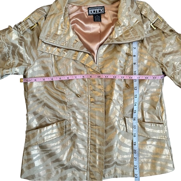 Berer Gold Metallic Zebra Print Jacket Linen Blend Size Medium - Picture 5 of 10